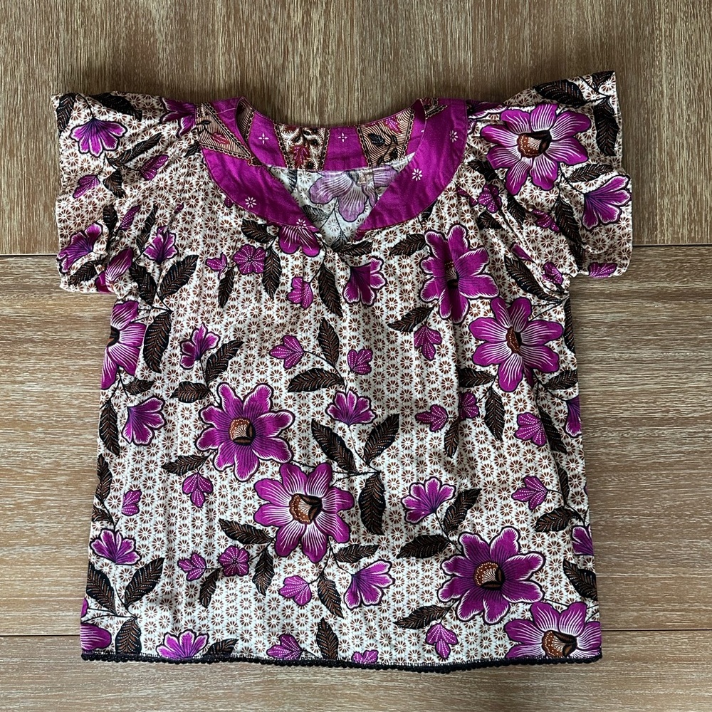 Vintage Bohemian Floral Cotton Short-sleeve Top